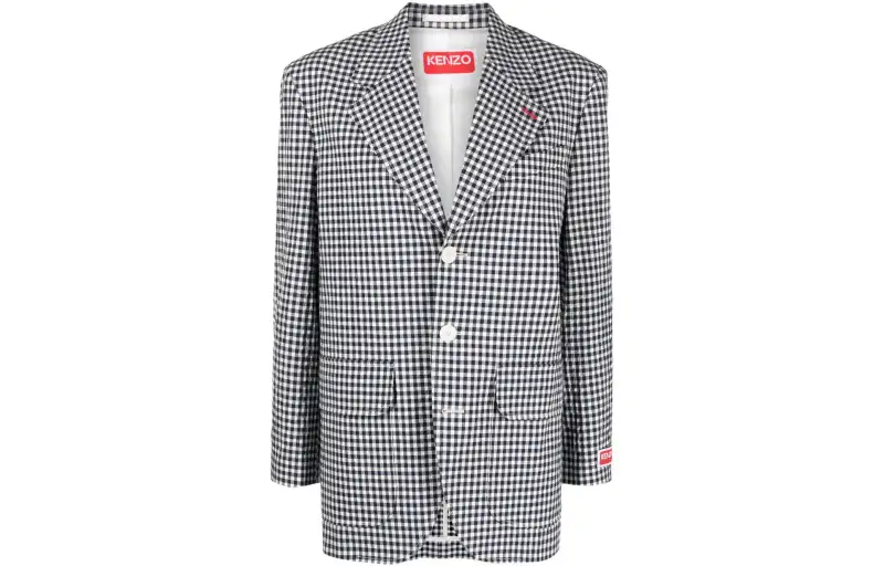 KENZO Checked Single Breasted Blazer