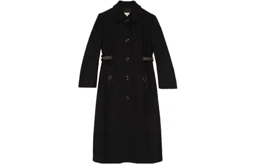 buttoned bouclé coat
