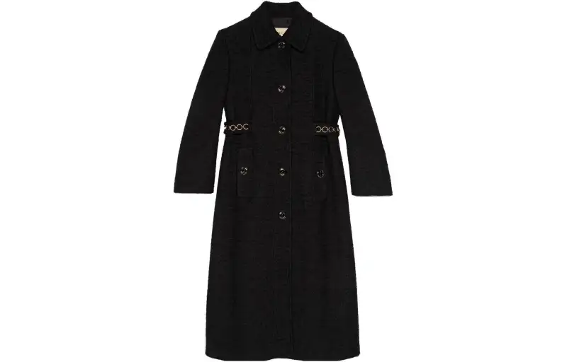 buttoned bouclé coat