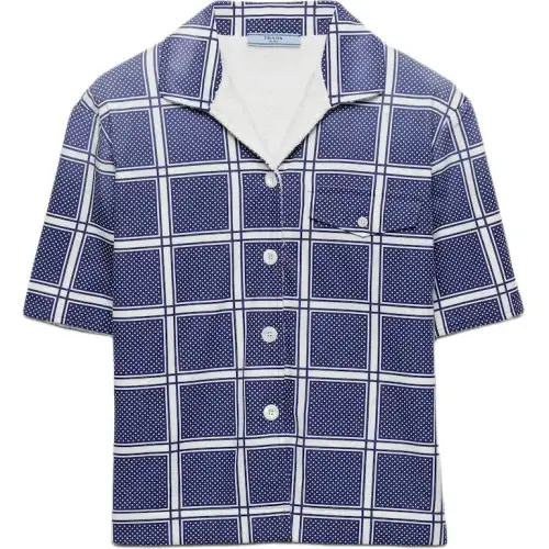 PRADA Shirts Women's Blue Lapel Moderate