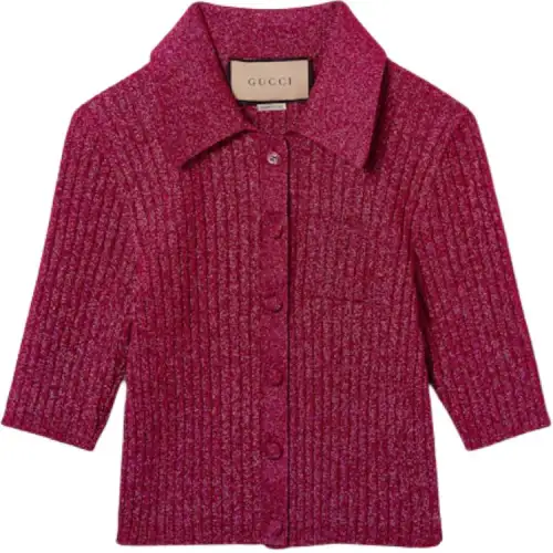 GUCCI Knitwear Women's Fuchsia Lapel Moderate Other