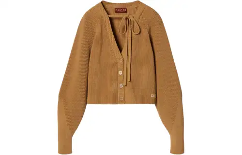 GUCCI Tie neck Ribbed Cardigan