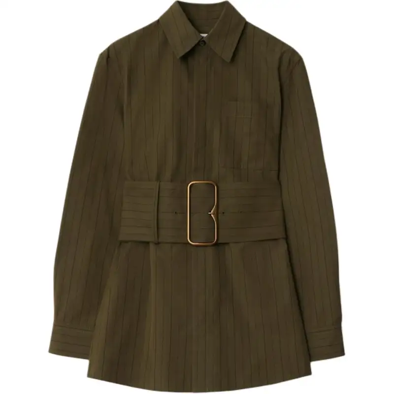 Burberry Regular Fit Striped Belted Waist Shirt