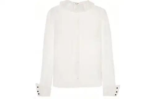 SAINT LAURENT Frilled Neck Long-Sleeved Shirt