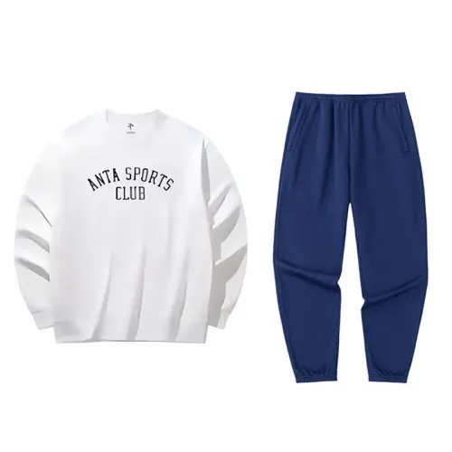 ANTA Casual Sportswear Men's Crew Neck Thickened And Fleece Lined