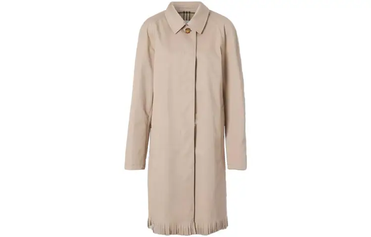 Burberry Coats Women's Khaki Lapel Moderate Straight Fit