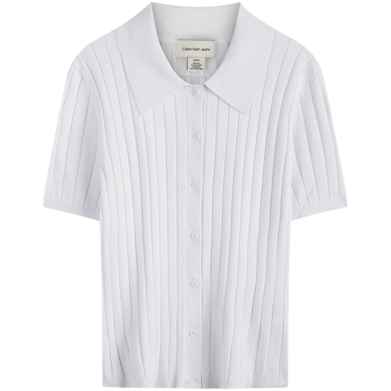 Женская футболка CALVIN KLEIN Ribbed Polo Tee (белая)