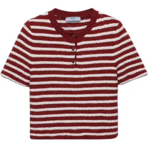 Prada Striped Straight Hem Polo Top