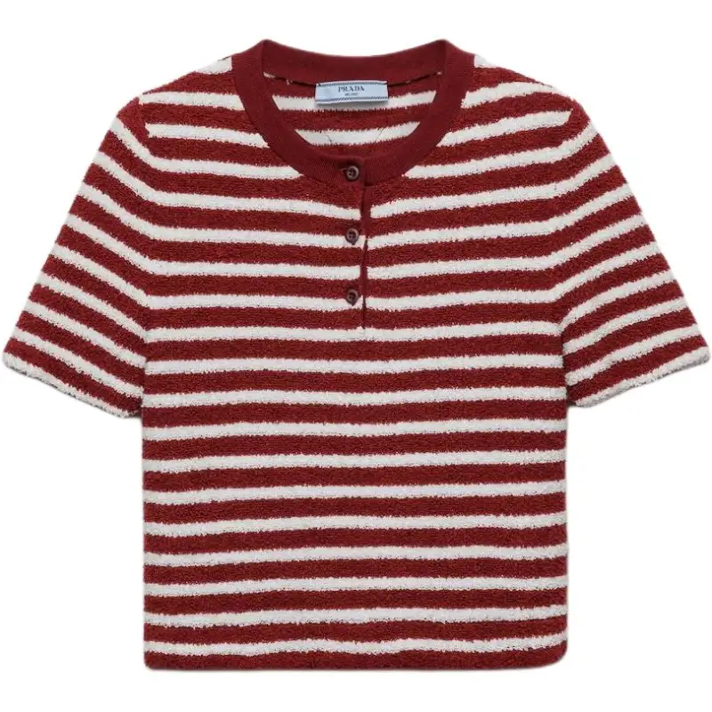 Prada Striped Straight Hem Polo Top