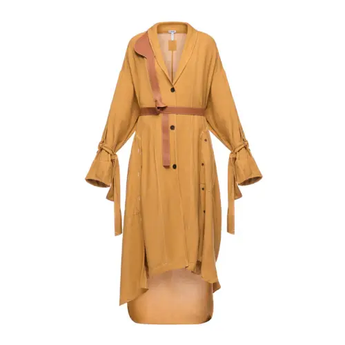 LOEWE Coats Women's Brown Lapel Moderate Straight Fit