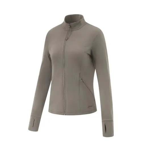 Li Ning Fitness Series Solid Color Stand Collar Comfortable And Breathable Versatile Fleece Lined Thermal Cardigan
