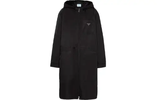 PRADA Coats Women's Black Hooded Moderate