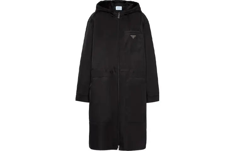 PRADA Coats Women's Black Hooded Moderate
