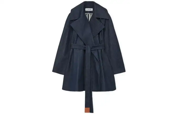 LOEWE Trapeze Belted Coat 'Raw Denim'