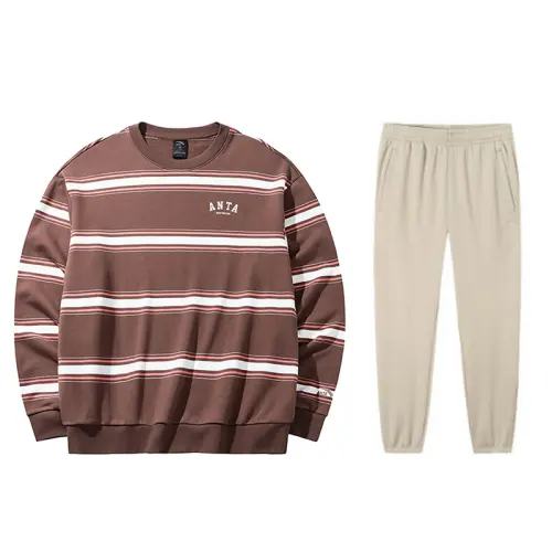 ANTA Casual Sportswear Men's Crew Neck Thickened And Fleece Lined