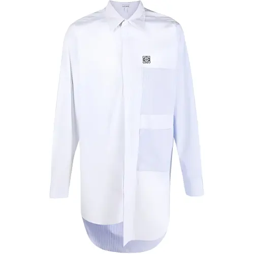 LOEWE Shirts Men's White Lapel Moderate Shirt