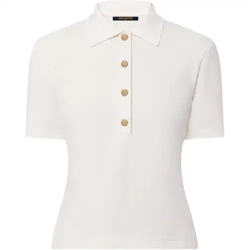 Lv Monogram Piqué Polo Top