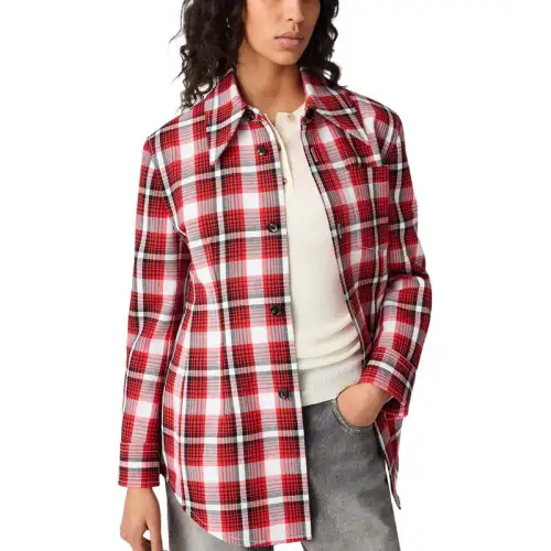 Bottega Veneta Structured Check Jacket 'Tomato/Chalk/Black'