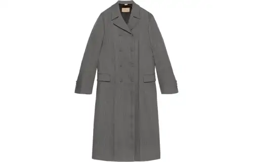 GUCCI Coats Women's Gray Lapel Moderate Straight Fit