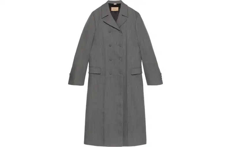 GUCCI Coats Women's Gray Lapel Moderate Straight Fit