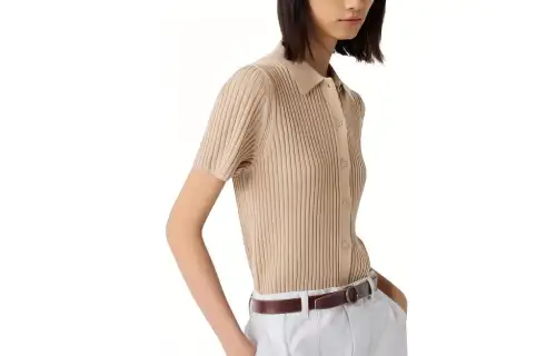 UNIQLO X INES DE LA FRESSANGE UNIQLO X Ines De La Fressange Knitwear Women's Beige Polo Collar Moderate Cardigan