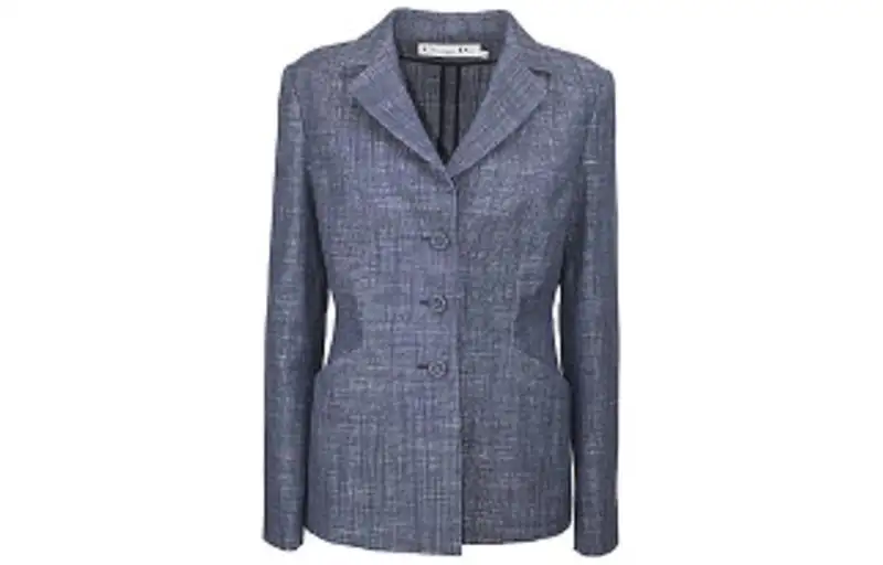 DIOR Business Suits Women's Blue Notch Lapel Thin