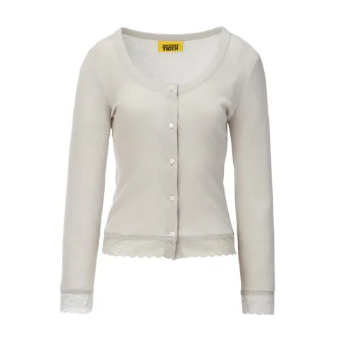 Onitsuka Tiger SS25 WS CARDIGAN Knitwear Women's Light Gray