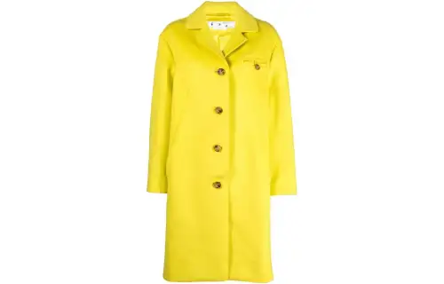 OFF WHITE Coats Women's Yellow Lapel Moderate Straight Fit
