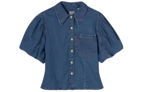 Levis Shirts Women's Blue Square Collar Moderate Denim