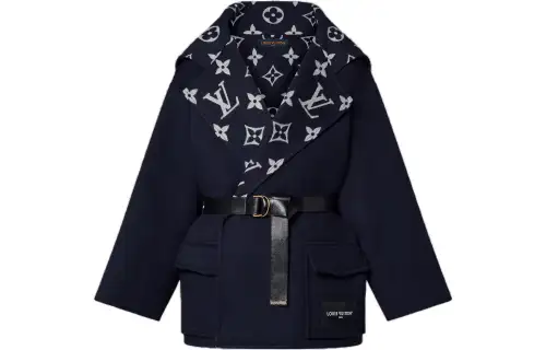 LOUIS VUITTON Flap Pocket Hooded Wrap Coat