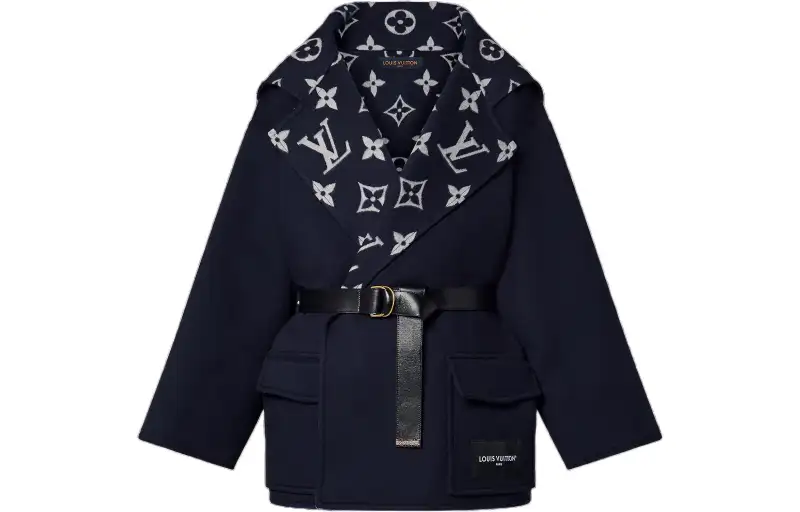 LOUIS VUITTON Flap Pocket Hooded Wrap Coat