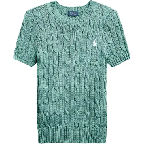 Polo Ralph Lauren Knitted green sweater with a round collar, logo embroidery service