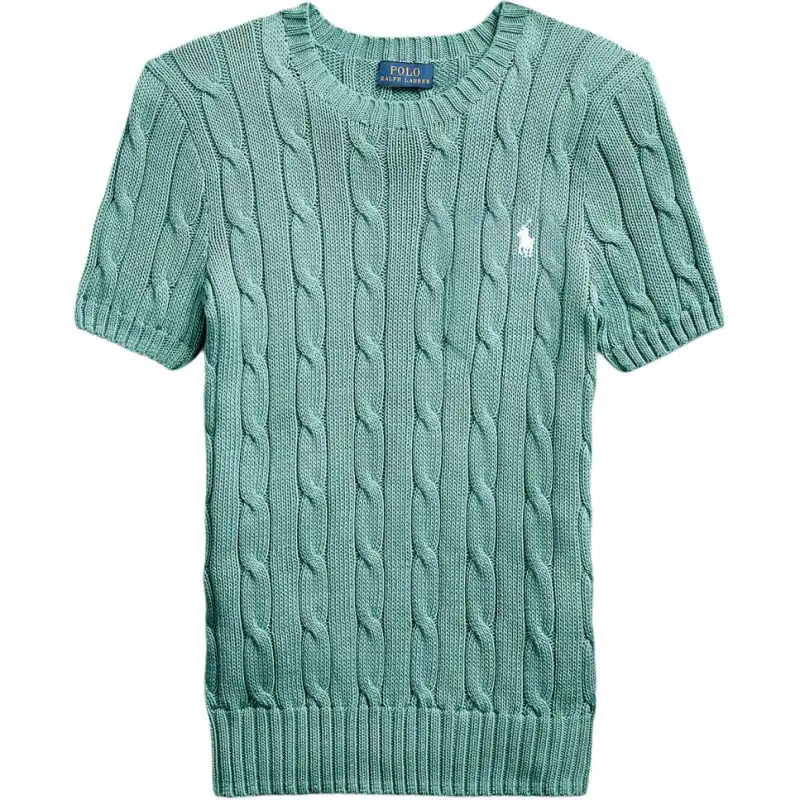 Polo Ralph Lauren Knitted green sweater with a round collar, logo embroidery service