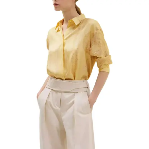 HERMES Shirts Women's Yellow Lapel Moderate Other