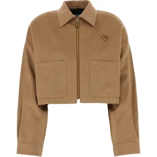 Prada camel-hair blouson jacket