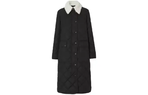 Burberry Coats Women's Black Lapel Moderate Straight Fit