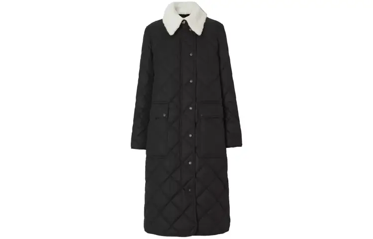 Burberry Coats Women's Black Lapel Moderate Straight Fit
