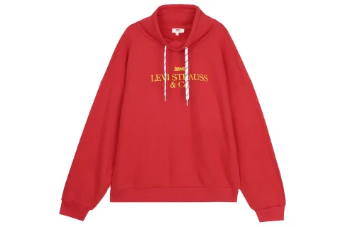 Levis Sweatshirts Women's Red Stand Collar Moderate Regular