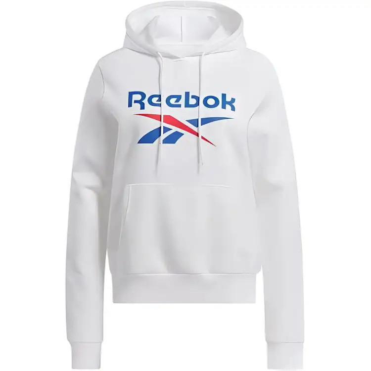 Reebok Identity Big Logo Fleece Hoodie Sweatshirt Women's White