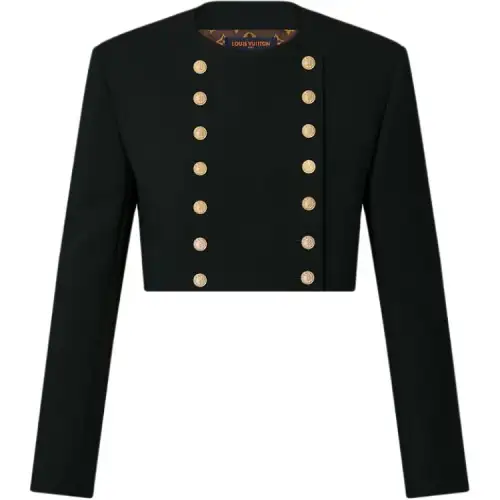 Lv Cropped Button Trim Jacket