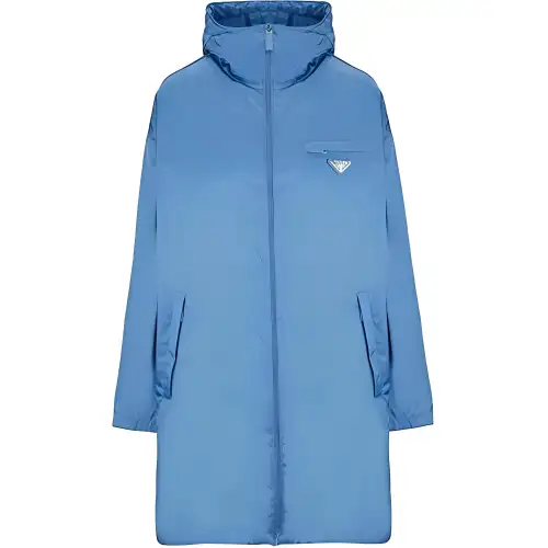 PRADA Coats Women's Blue Hooded Moderate Straight Fit