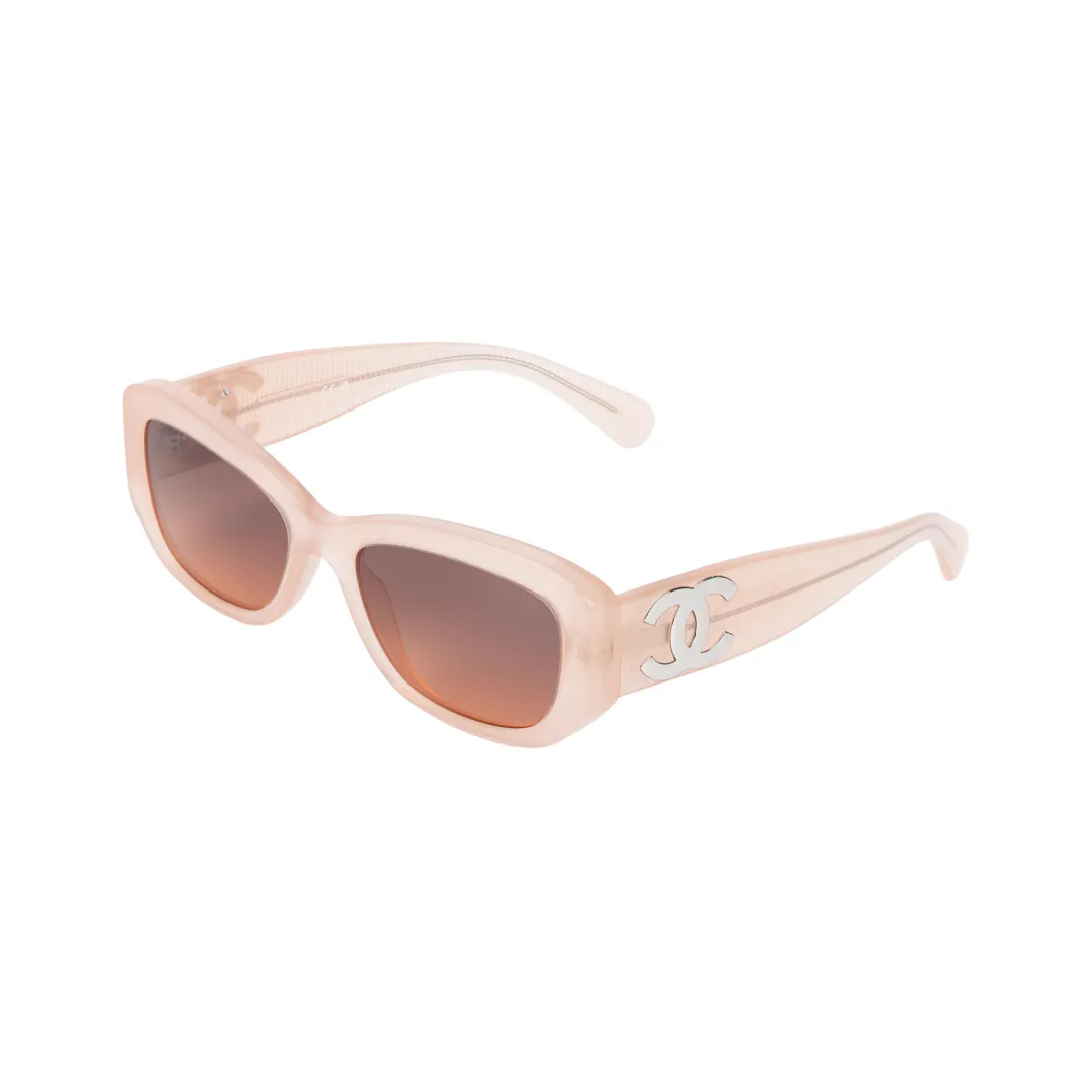 CHANEL Irregular Shape Sunglasses Women's Pink