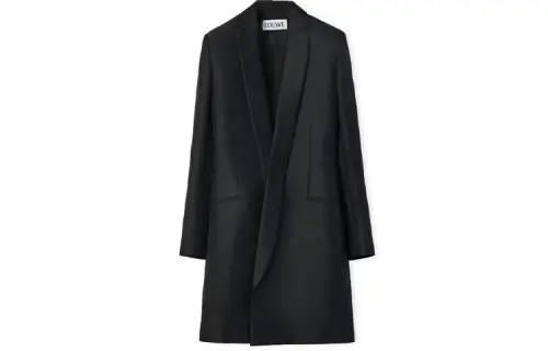 LOEWE Coats Women's Black Suit Collar Moderate Straight Fit