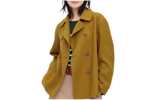 UNIQLO Coats Women's Yellow Lapel Moderate
