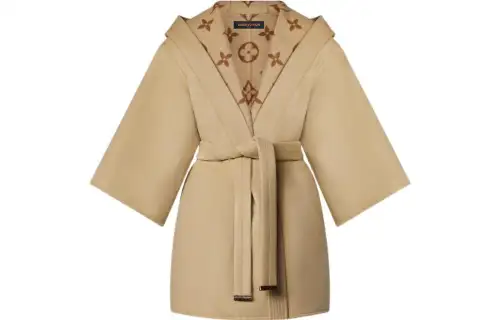 LOUIS VUITTON Signature Hooded Wrap Robe Coat