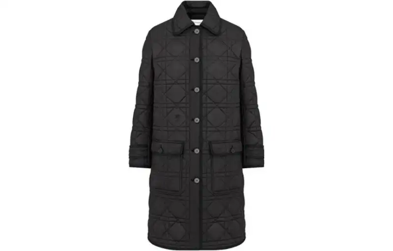 DIOR Coats Women's Black Lapel Moderate Straight Fit