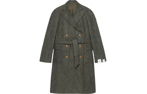 GUCCI Coats Women's Gray Suit Collar Moderate Straight Fit