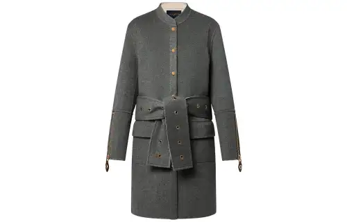 LOUIS VUITTON Belted Pinstripe Topstitch Coat