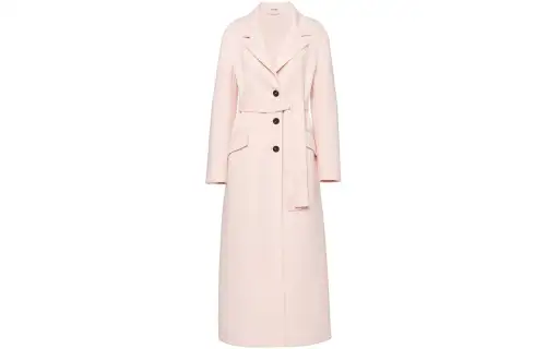 MIU MIU Coats Women's Pink Suit Collar Moderate Straight Fit