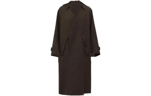Bottega Veneta Coats Women's Dark Brown Lapel Moderate Straight Fit
